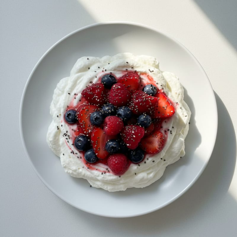 Greek Yogurt Protein Mousse with Mixed Berries