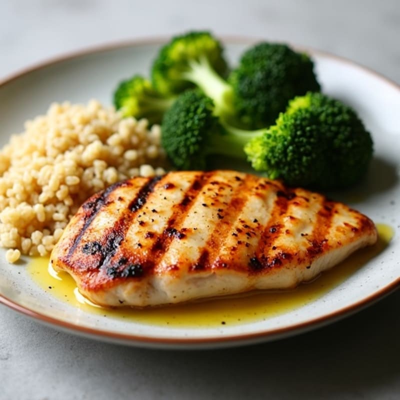 Grilled Chicken Breast with Quinoa and Steamed Broccoli