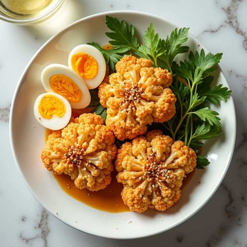 Crispy Sesame-Crusted Cauliflower Steaks with Ginger-Miso Sauce
