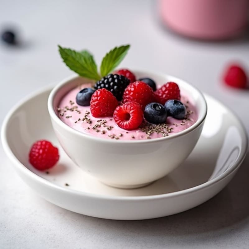 Greek Yogurt Protein Mousse with Mixed Berries