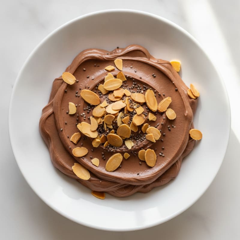 Silky Chocolate Protein Pudding with Toasted Almonds