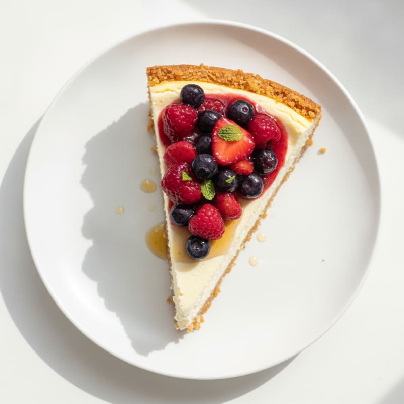 Greek Yogurt Protein Cheesecake with Mixed Berries