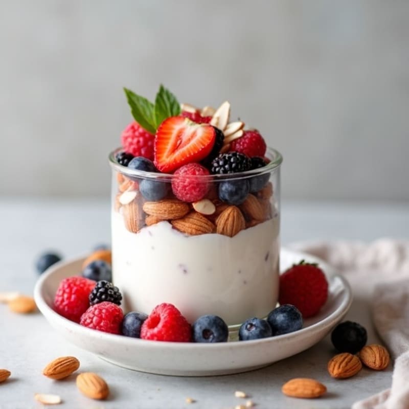 Greek Yogurt Protein Parfait with Berries and Almonds