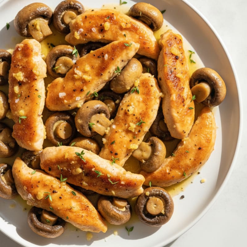 Roasted Garlic Butter Mushrooms with Chicken