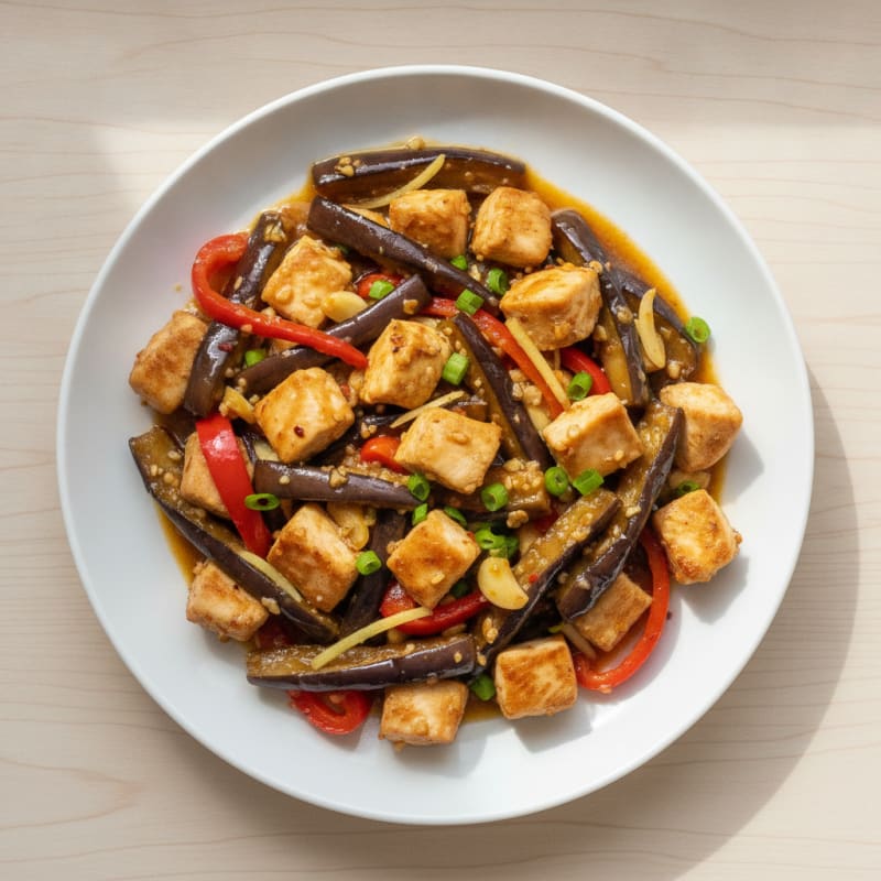 Garlic-Ginger Glazed Eggplant Stir-Fry