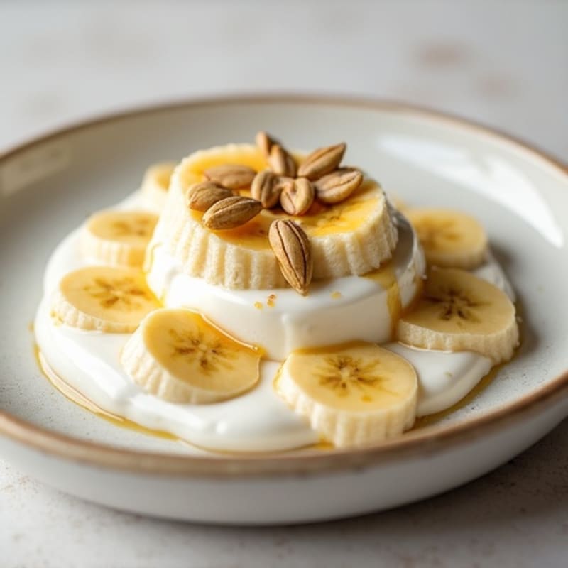 Protein Skyr Parfait with Sliced Bananas and Toasted Seeds
