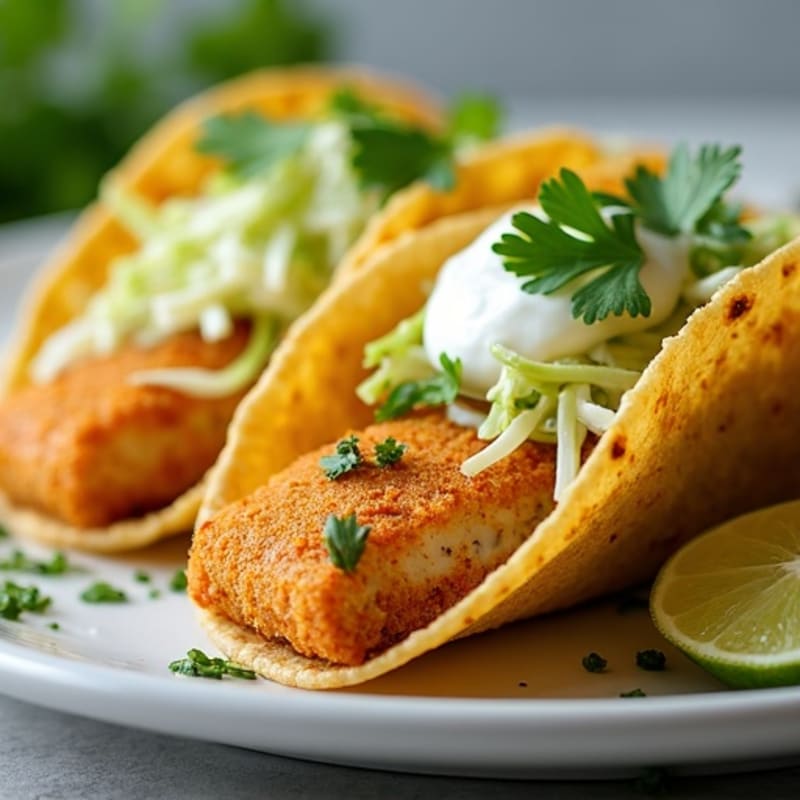 Crispy Baked Fish Tacos with Fresh Cabbage Slaw