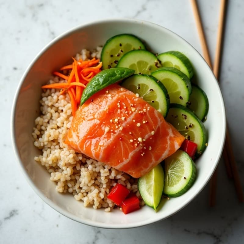 Fresh Salmon and Crunchy Vegetable Sushi Bowl