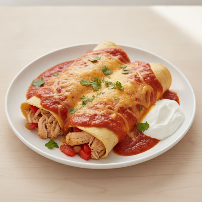 Chicken Enchiladas with Red Chili Sauce