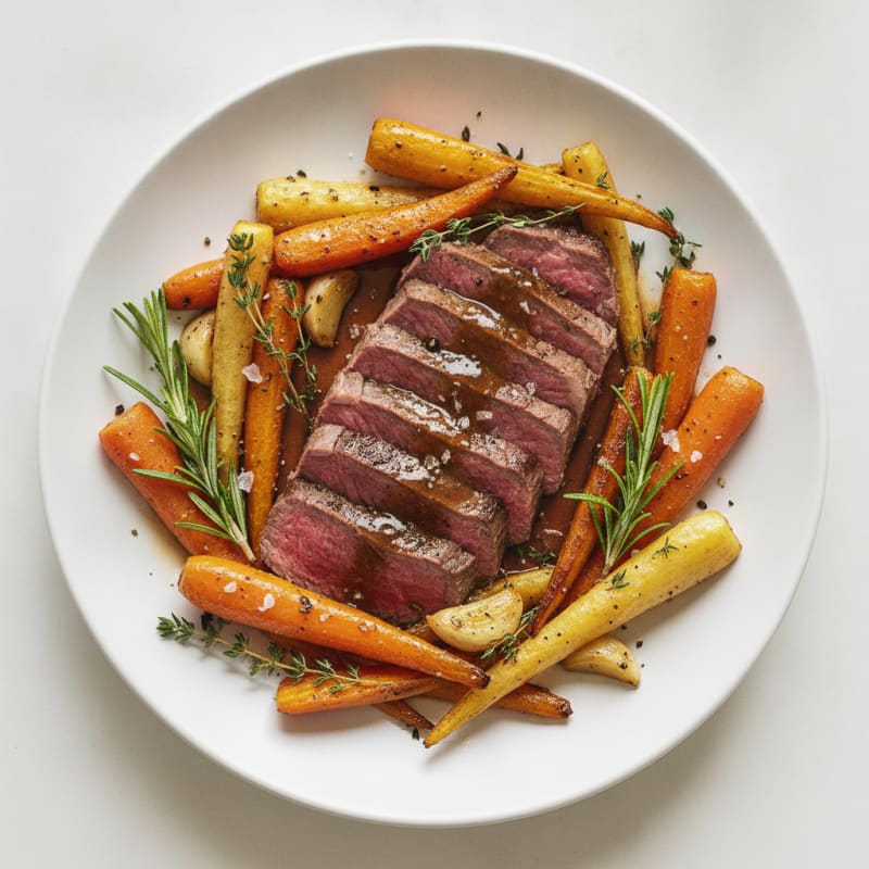 Garlic Herb Roasted Beef and Root Vegetables