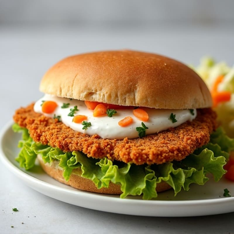 Crispy Baked Chicken Cutlet Sandwich with Greek Yogurt Slaw