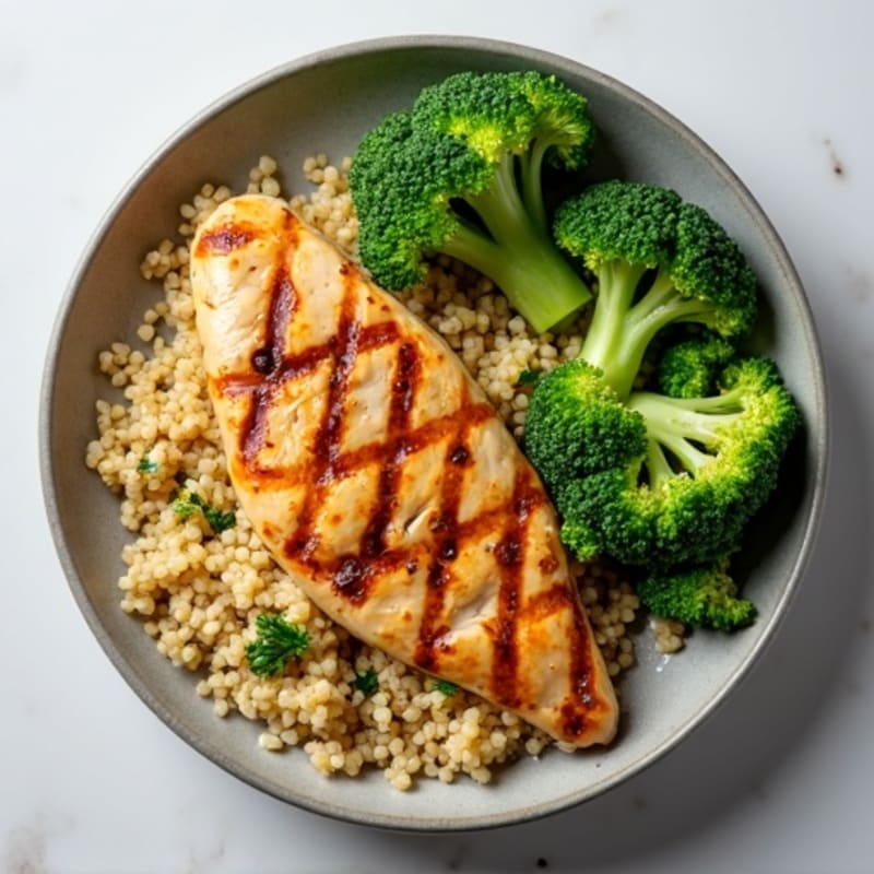 Grilled Chicken Breast with Quinoa and Steamed Broccoli