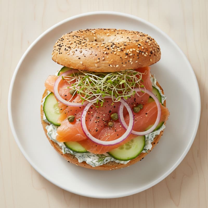 Smoked Salmon Everything Bagel Sandwich