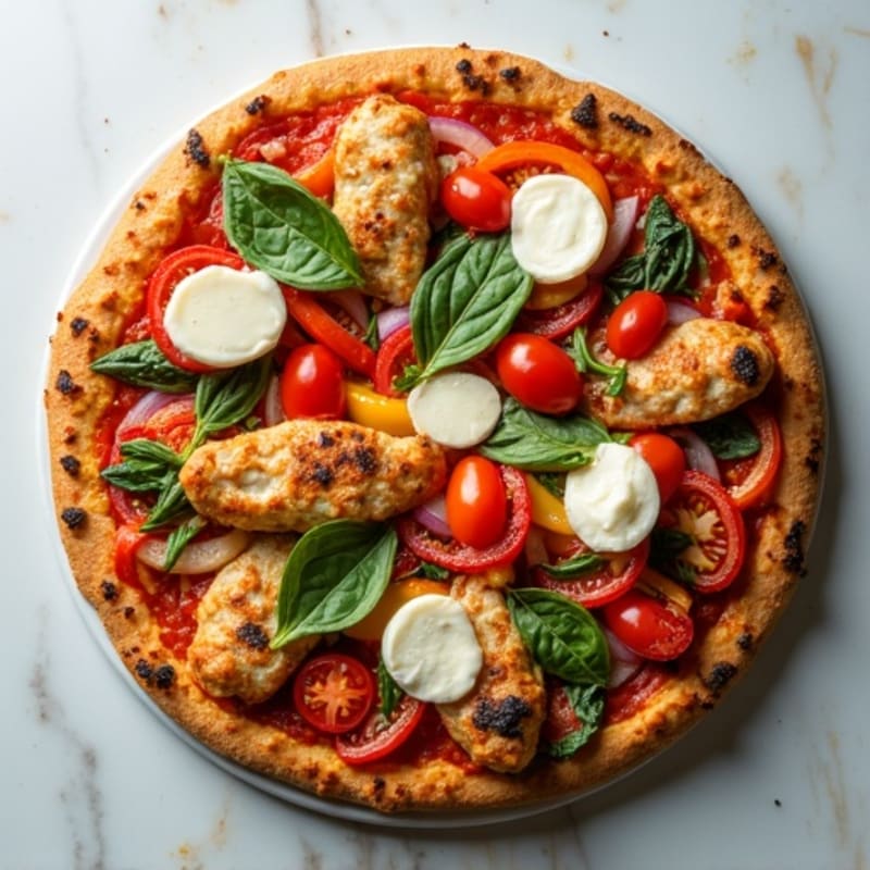 Healthy Chicken and Roasted Veggie Pizza
