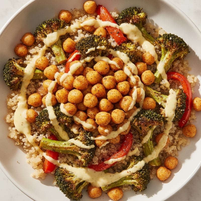 Roasted Vegetable and Chickpea Grain Bowl