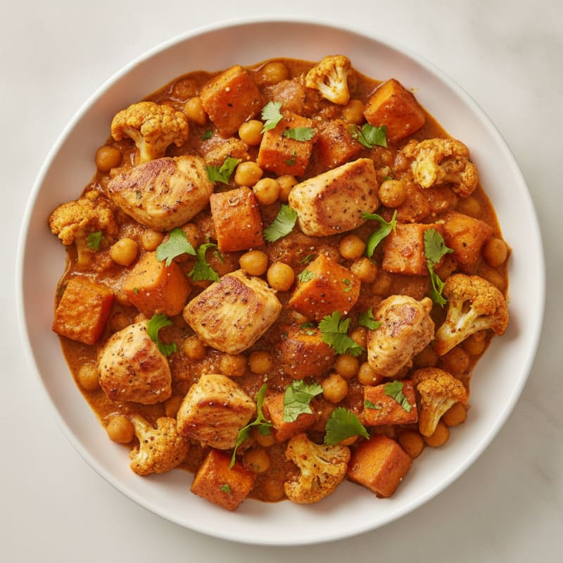 Spicy Indian Chicken & Fall Vegetable Skillet