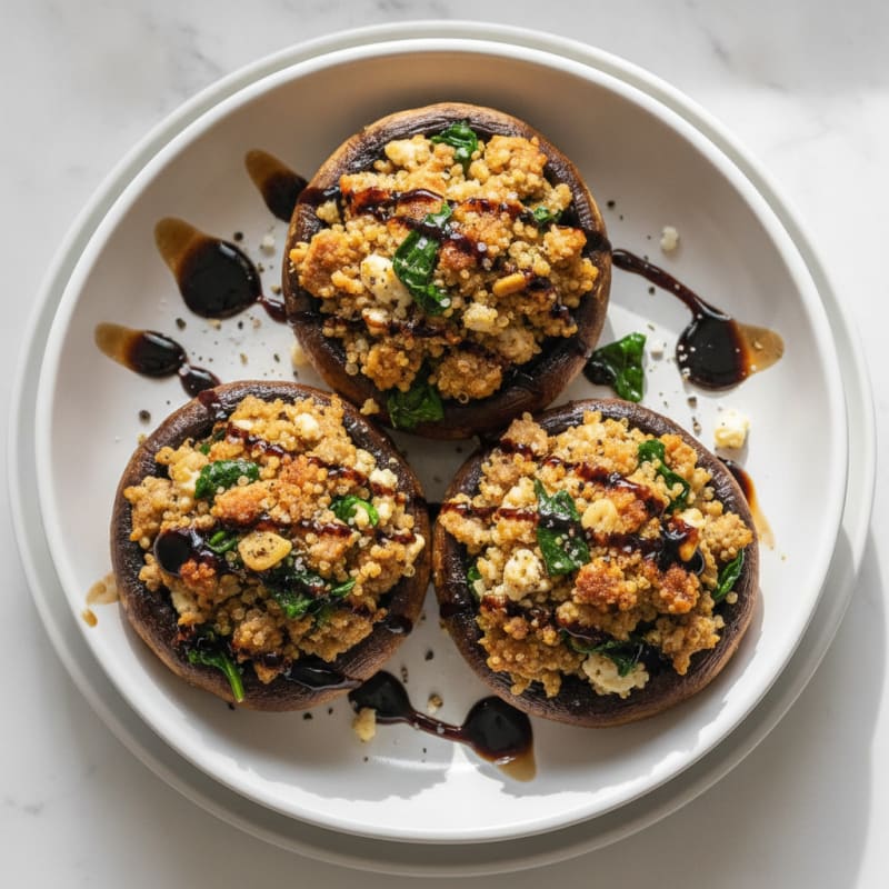 Herb-Stuffed Portobello Mushrooms with Balsamic Glaze