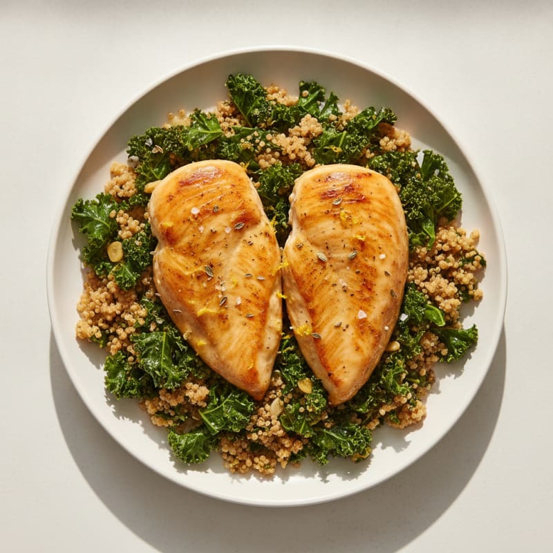 Sheet Pan Lemon Herb Chicken with Quinoa and Kale