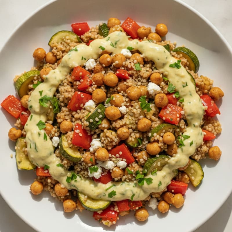 Roasted Vegetable Couscous with Lemon-Herb Dressing
