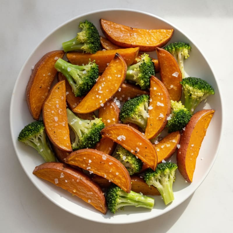 Roasted Sweet Potato with Steamed Broccoli