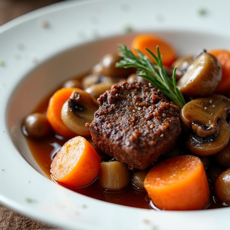 Tender Braised Beef with Mushrooms and Carrots