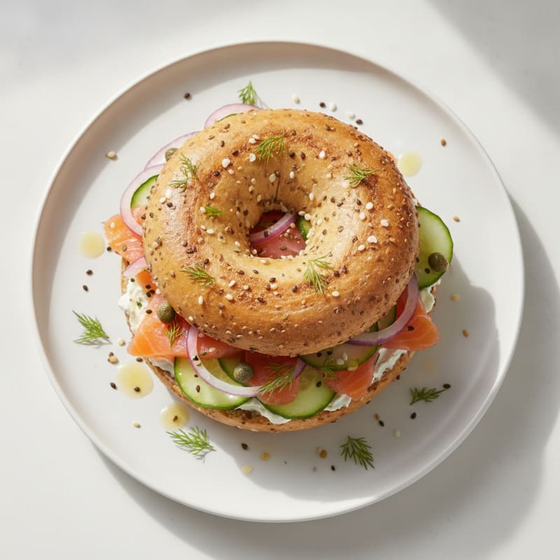 Smoked Salmon Everything Bagel with Cream Cheese
