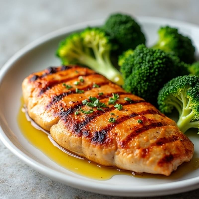 Grilled Chicken Breast with Roasted Sweet Potato and Steamed Broccoli