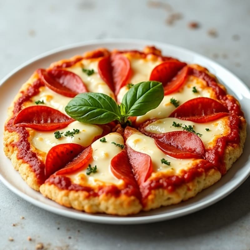Cauliflower-Crust Pizza with Turkey Pepperoni and Melted Mozzarella