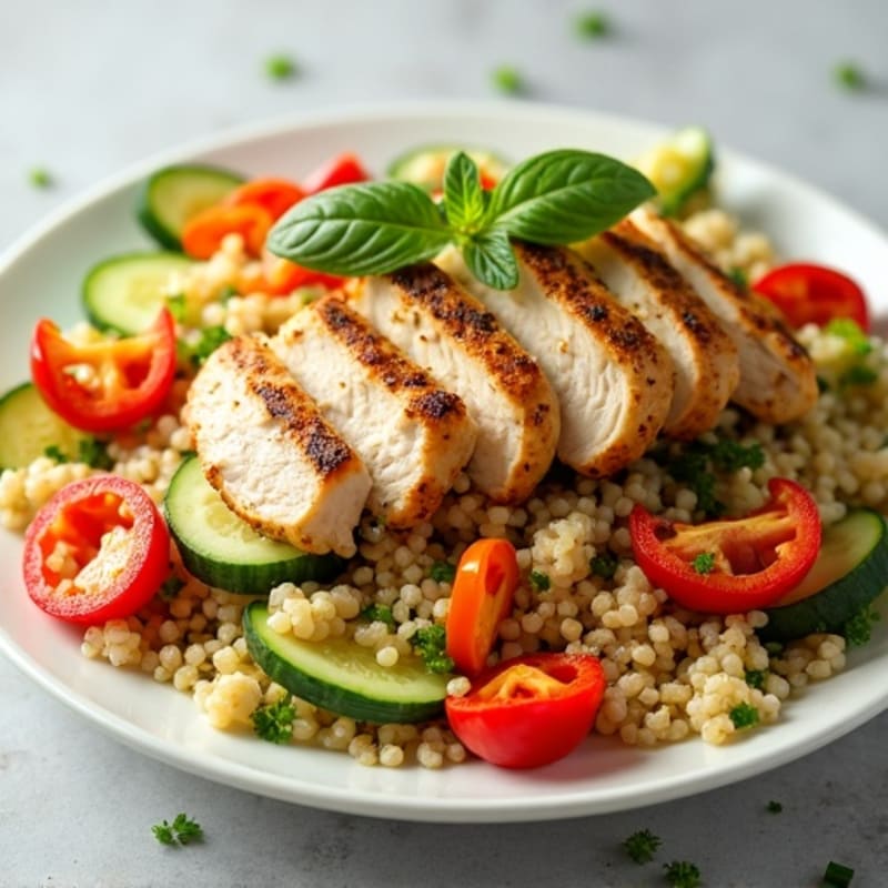 Grilled Chicken and Quinoa Salad with Crunchy Vegetables