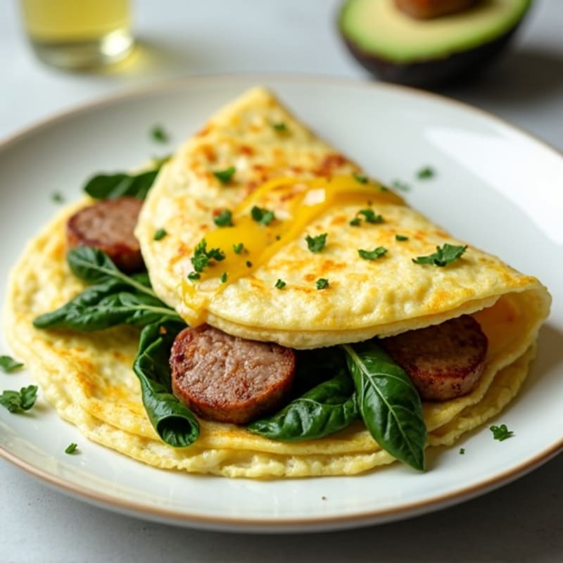 Egg White Omelette with Spinach and Turkey Sausage