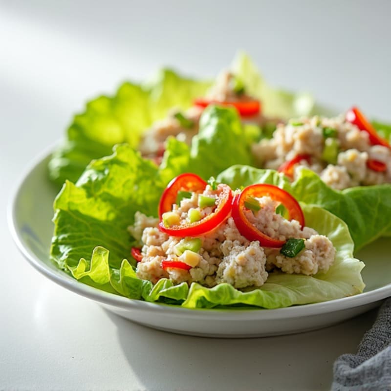 Tuna Salad Lettuce Wraps with Crunchy Bell Peppers