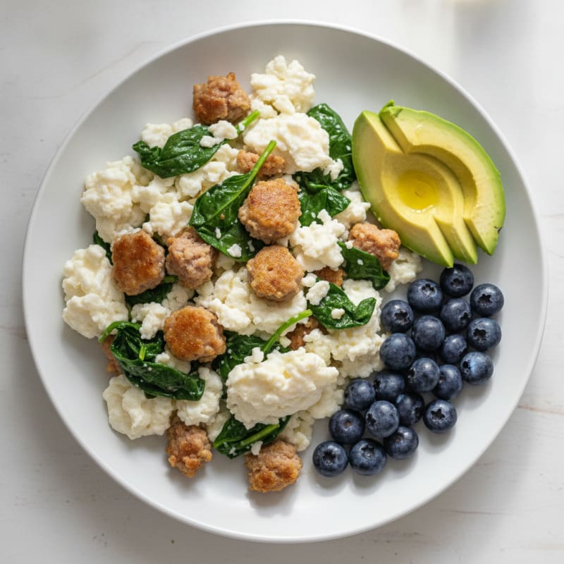 Egg White Scramble with Spinach and Turkey Sausage