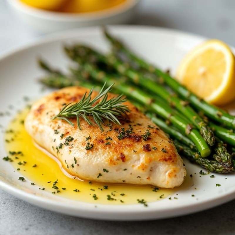 Lemon Herb Roasted Chicken with Crispy Asparagus