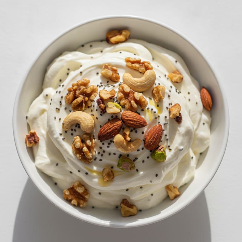 Creamy Vanilla Protein Yogurt with Chia and Mixed Nuts