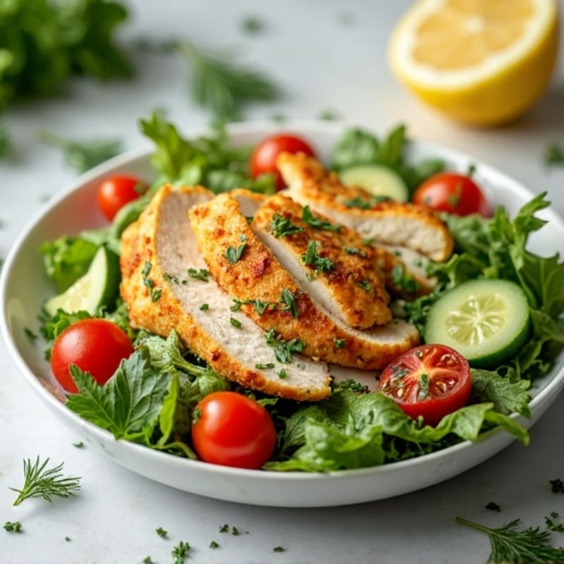 Crispy Chicken Salad with Fresh Greens and Creamy Herb Dressing