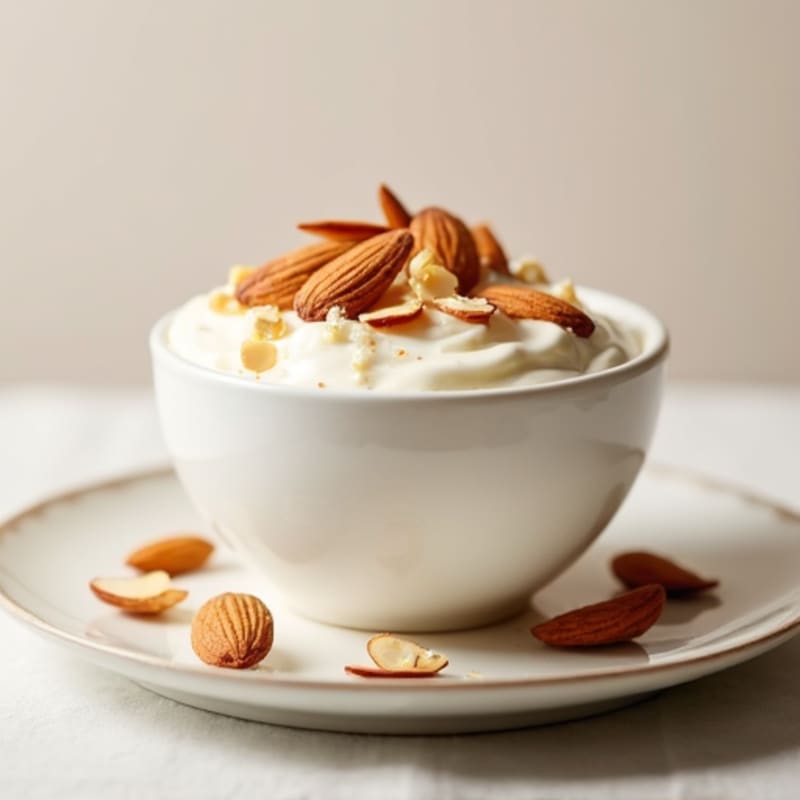Greek Yogurt with Protein Powder and Sliced Almonds