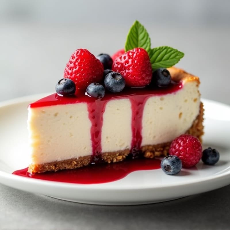 Silky Greek Yogurt Protein Cheesecake with Mixed Berries