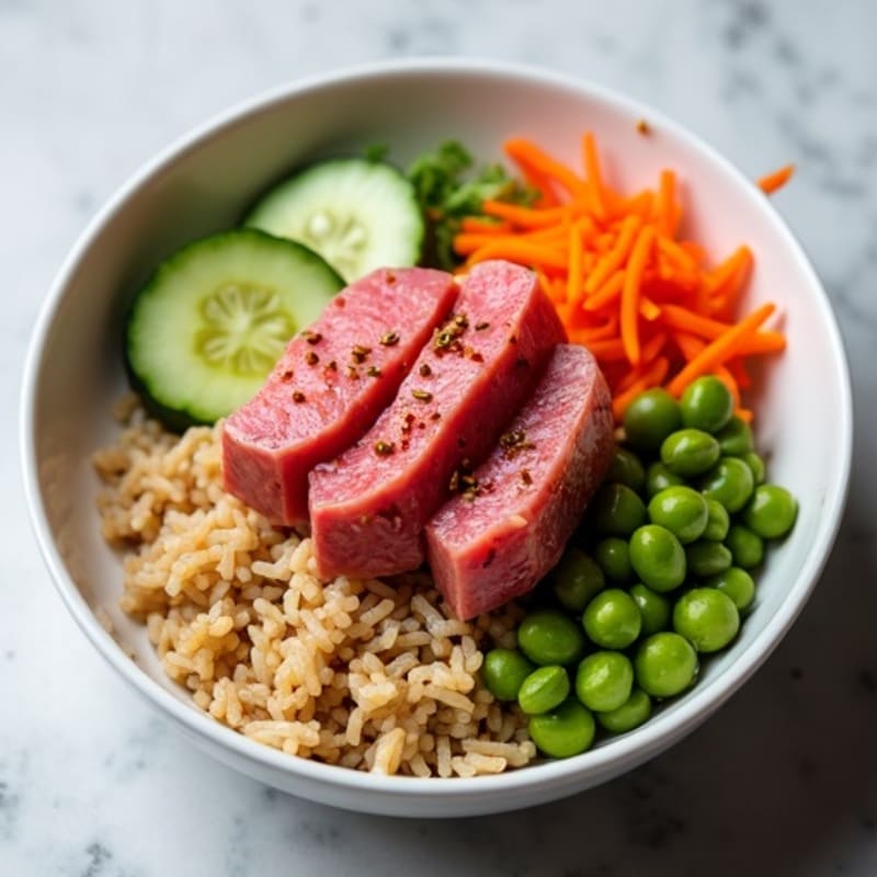 Silky Tuna Poke with Brown Rice and Crunchy Veggies
