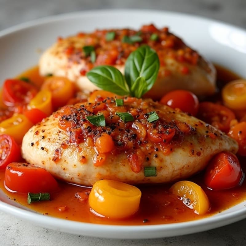 Braised Chicken with Bell Peppers and Crushed Tomatoes
