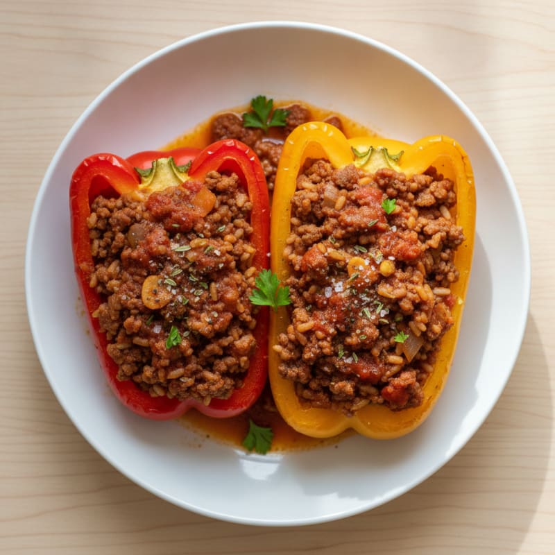 Beef and Rice Stuffed Bell Peppers