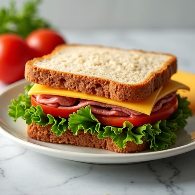 Lean Roast Beef and Sharp Cheddar Whole Grain Sandwich with Fresh Greens