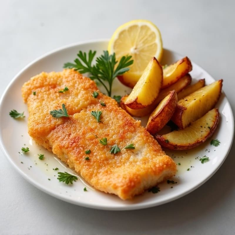 Crispy Baked Cod with Roasted Potato Wedges