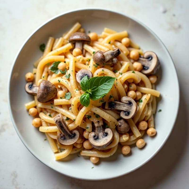 Creamy Truffle Mushroom Chickpea Pasta