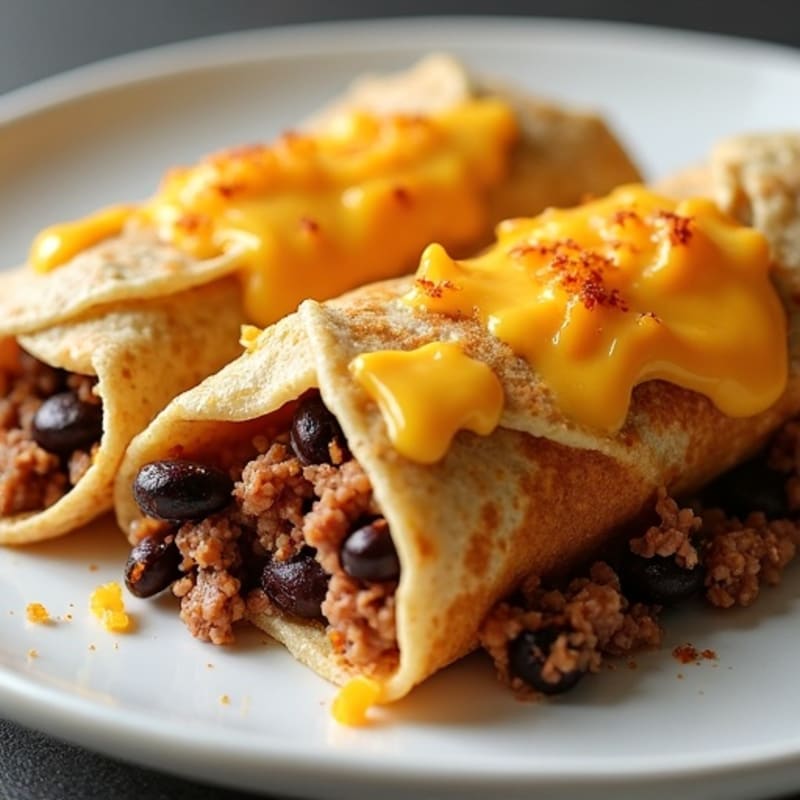 Lean Ground Beef and Black Bean Cheesy Baked Tortillas