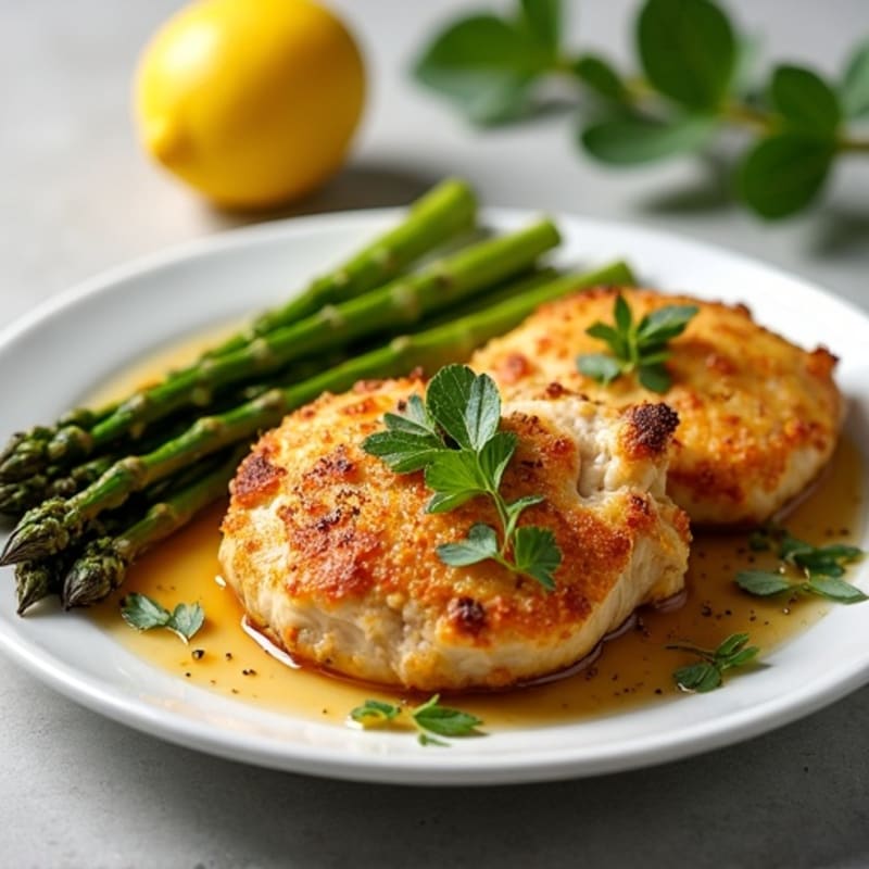 Crispy Baked Lemon Herb Chicken Thighs with Roasted Asparagus