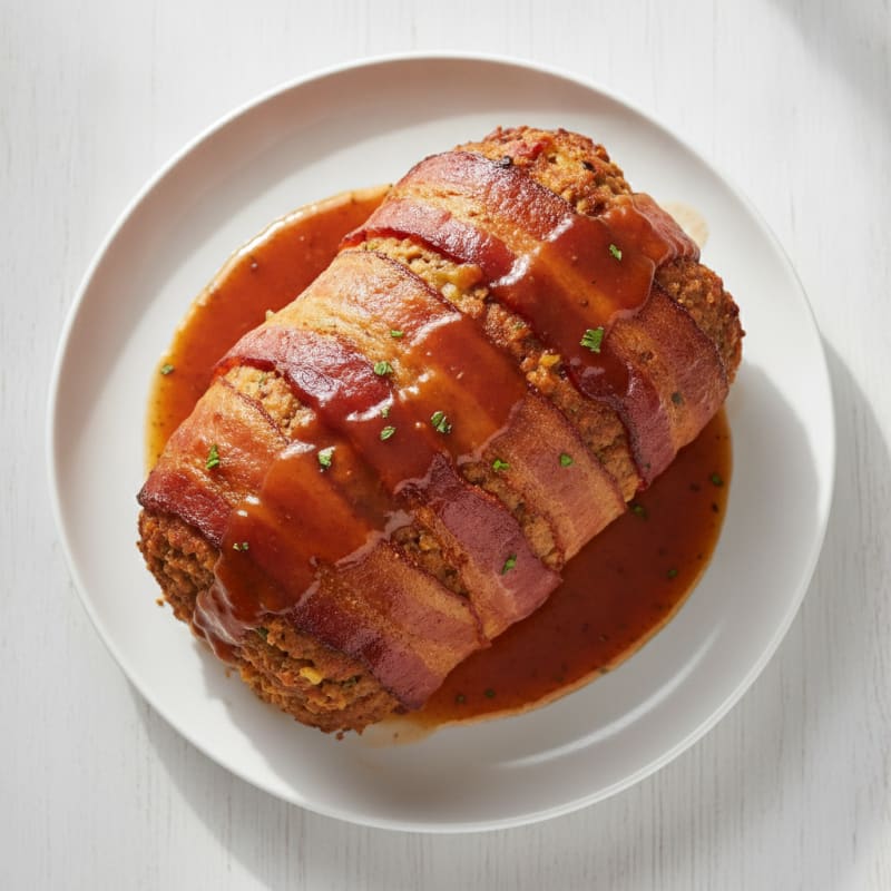 BBQ Bacon-Wrapped Meatloaf with Tangy Glaze
