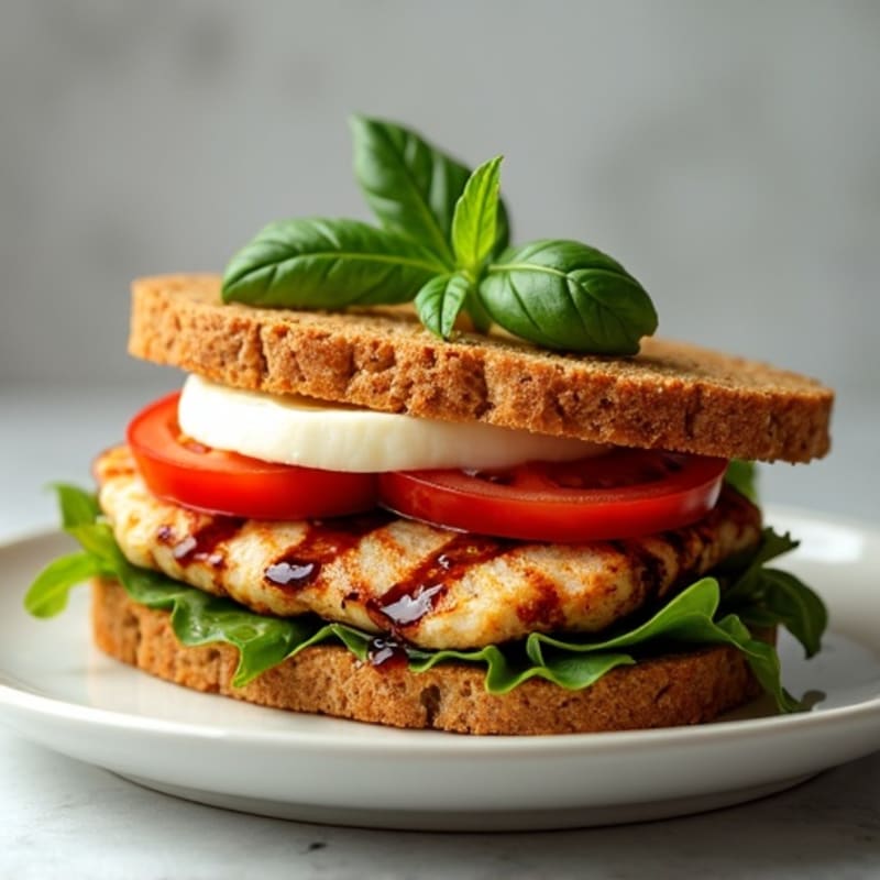 Crispy Grilled Chicken Caprese Sandwich on Whole Wheat