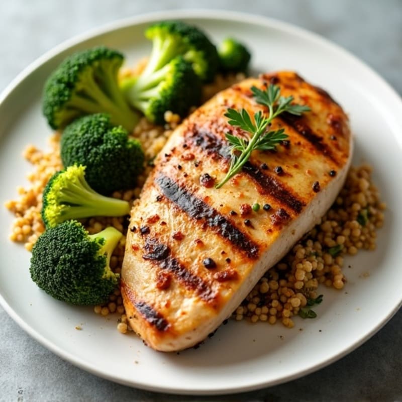 Grilled Turkey Breast with Quinoa and Roasted Broccoli