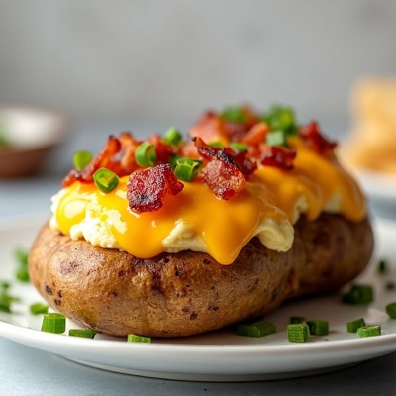 Baked Loaded Potatoes with Lean Bacon and Cheesy Filling