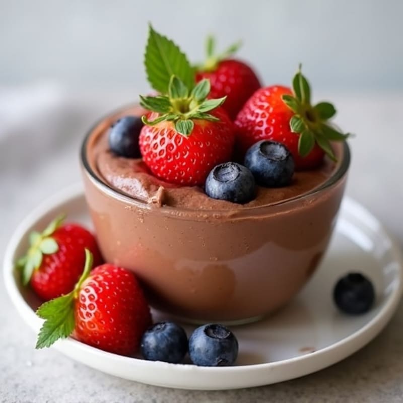 Creamy Chocolate Avocado Protein Mousse with Fresh Berries